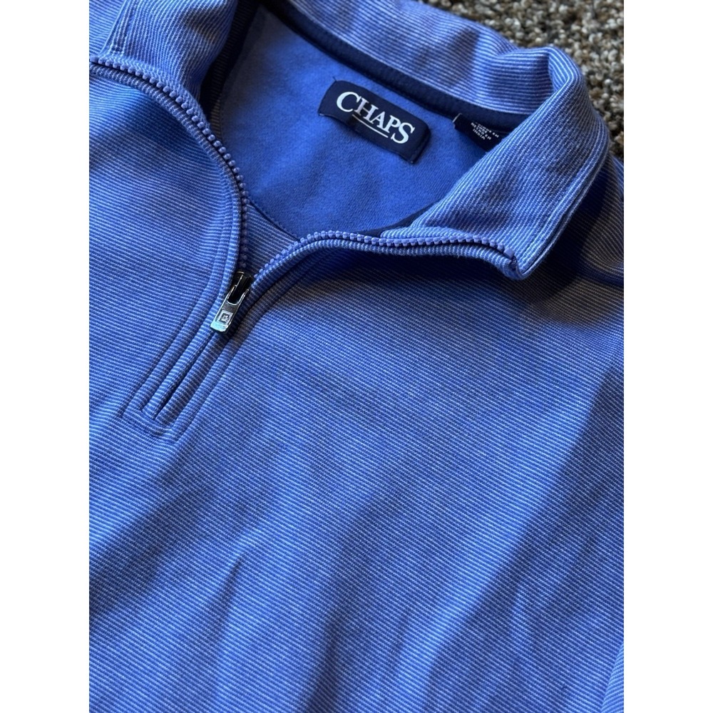 Chaps By Ralph Lauren 1/4 Zip Mens Large Blue Stripe‎ Sweater C8